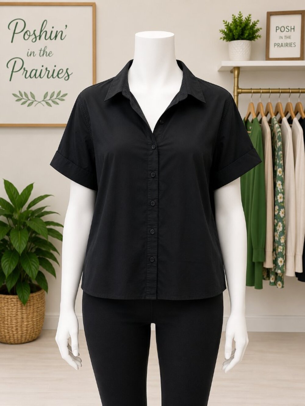 4 for $25 🖤 George Plus Black Button-Up Blouse 2X 🖤